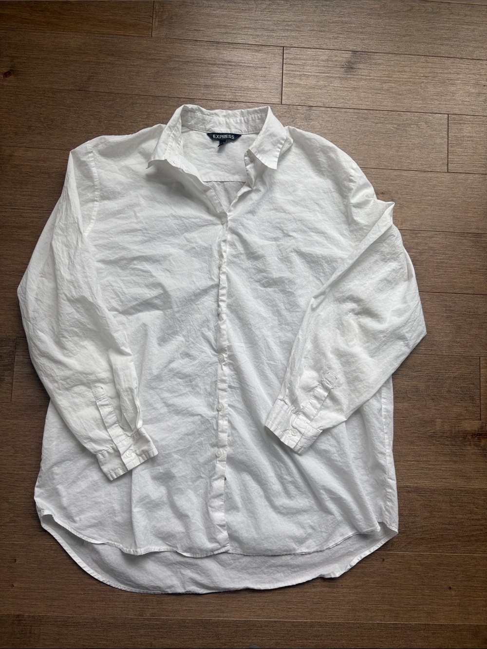 Express White Long Sleeve Casual Button-Down Shirt